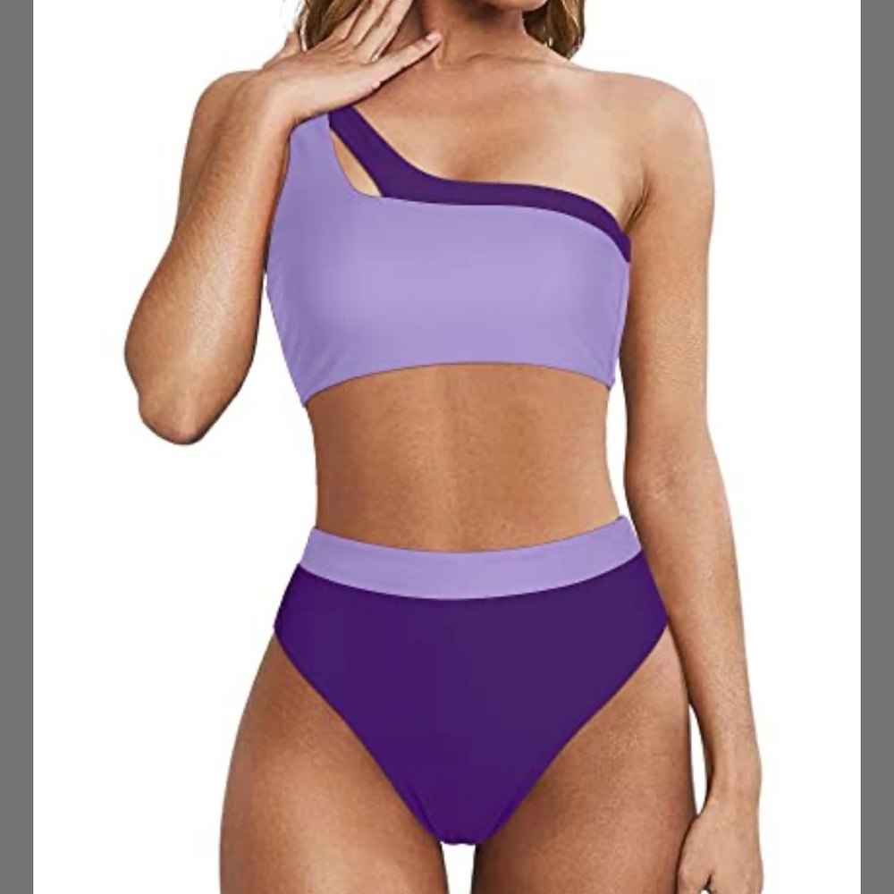 One-Shoulder Purple Bikini Set